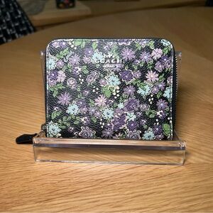 Coach Floral Print Wallet - Black, Purple, Green